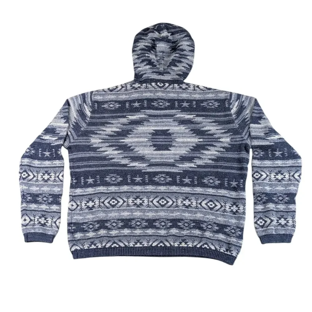 Polo Ralph Lauren Southwestern Knit Hoodie Men's Large Blue F326